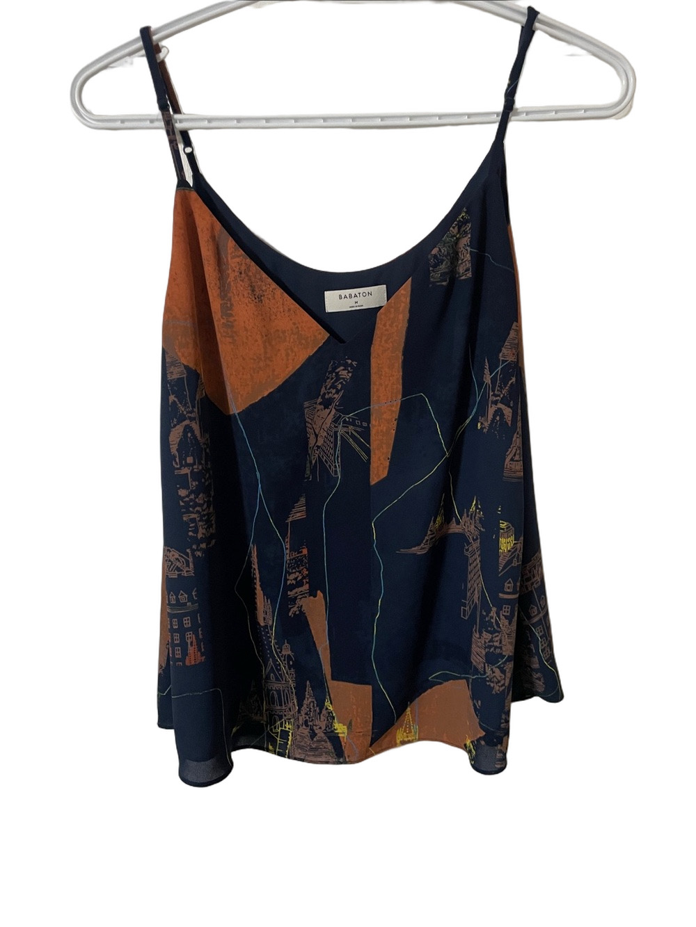 Babaton Navy & Rust Abstract Print  Tank Top Size Medium